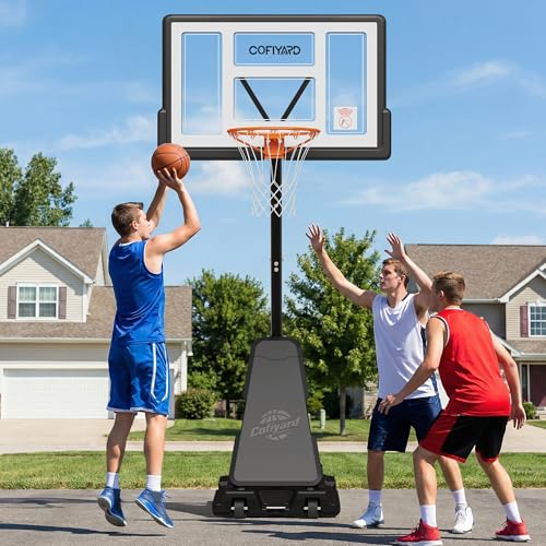 Image of Cofiyard Basketball Hoop Outdoor with 44 /48 /54 Inch Shatterproof Backboard,10FT Height Portable Basketball Hoop with Sandbag, Adjustable Basketball Goal with Wheels