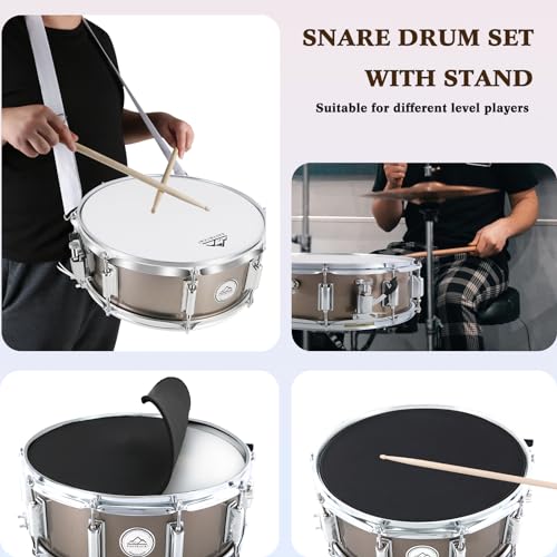 image for EASTROCK Snare Drum Set 14X5.5 Inches for Student Beginners with Gig B
