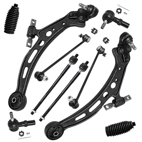 Image of Detroit Axle - 10pc Front End Suspension Kit for 97-01 Toyota Camry Lexus ES300 1997 1998 1999 2000 2001, 2 Lower Control Arms w /Ball Joints 2 Sway Bars 4 Inner & Outer Tie Rods 2 Boots Replacement