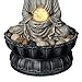 Kalona Tabletop Buddha Waterfall Fountain, Meditating Buddha Zen Fountain with LED Glass Orb, Relaxing Desk Water Feature for Home Office Decor(21127B)