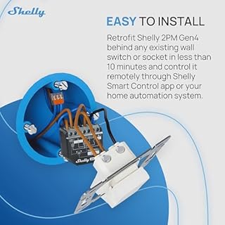 Shelly 2PM Gen4, Interruttore Relè Intelligente Wi-Fi, 2 Canali, 16A, Monitora il Consumo di Energia, Tapparelle, Domotica, Nessun Hub Richiesto, Certificato Matter, Alexa, Google, HomeKit, Zigbee