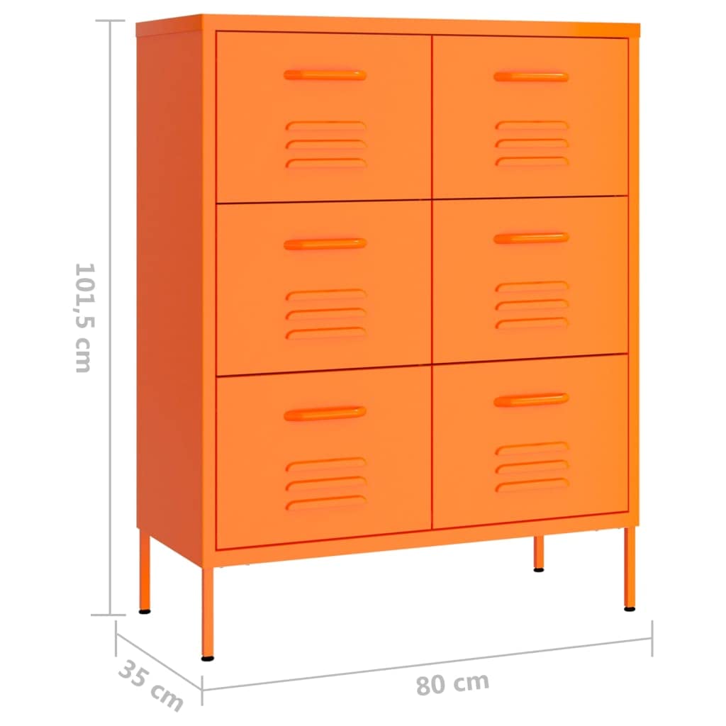 Tomostar Armoire de Rangement en Métal, Armoire de Bureau Métallique Meuble de Rangement Orange 80x35x101,5 cm Acier