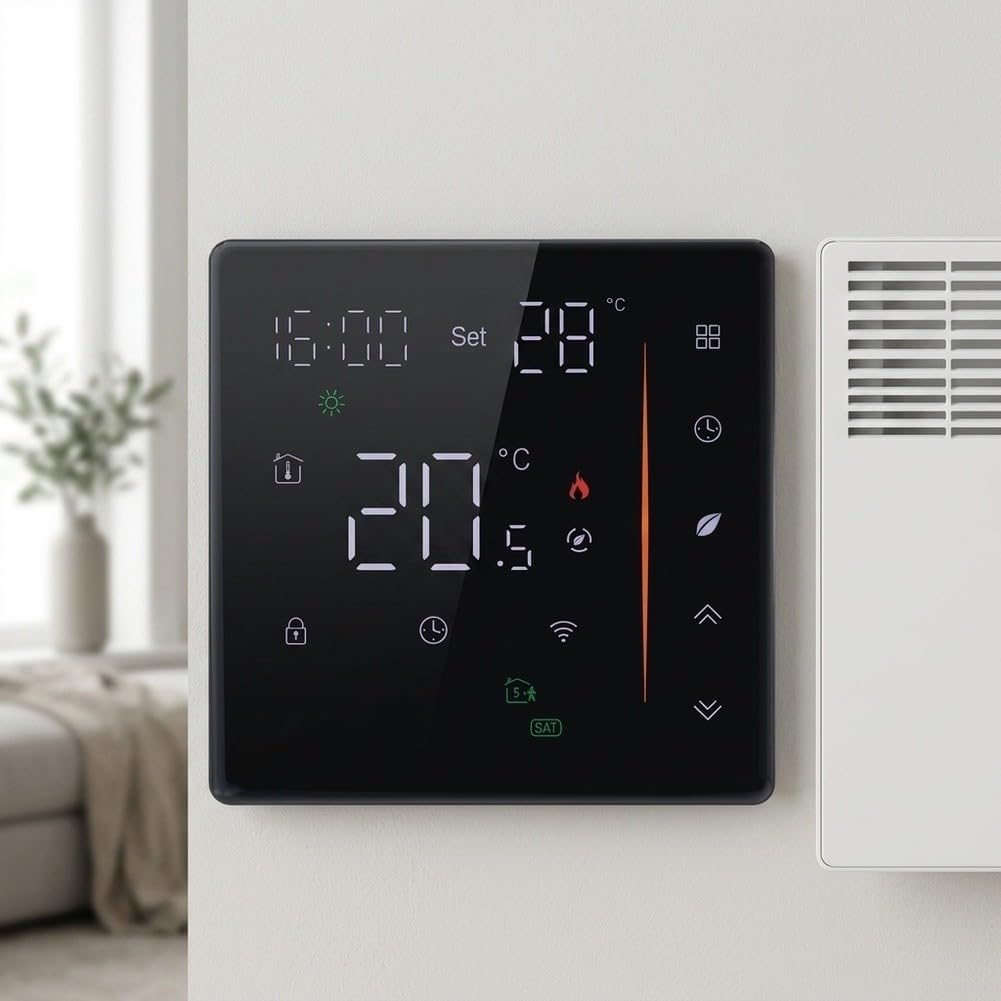 Thermostat d'ambiance numérique avec capteur de sol externe (noir, montage