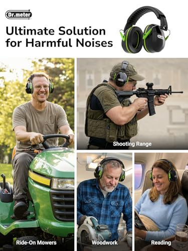 Image of Dr.meter Hearing Protection Ear Muffs, 31dB Noise Reduction Safety Earmuffs for Adults Kids Autism Sensory, Range Ear Protection Earmuff for Mowing, Concentration and Garden Work