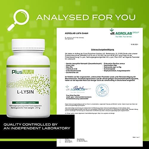 Plusvive - High-Potency, Vegan L-Lysine, 500 mg, 365 Capsules