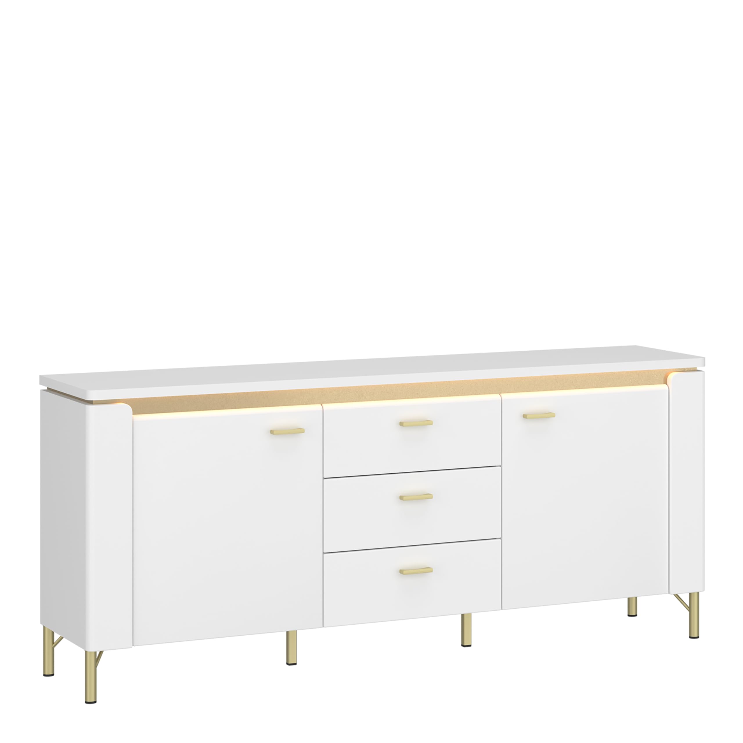Furniture To Go | Lazio, White & White Gloss, TV Cabinet 2 Door 3 Drawer