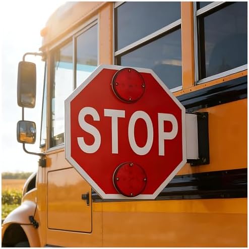 LED Flashing Stop Signs for School Bus Parking, Traffic Warning Signs, DC 12V/24V, IP65 Waterproof, Fade-Resistant, Available in 1/2/4 Packs - Enhance Safety on the Road
