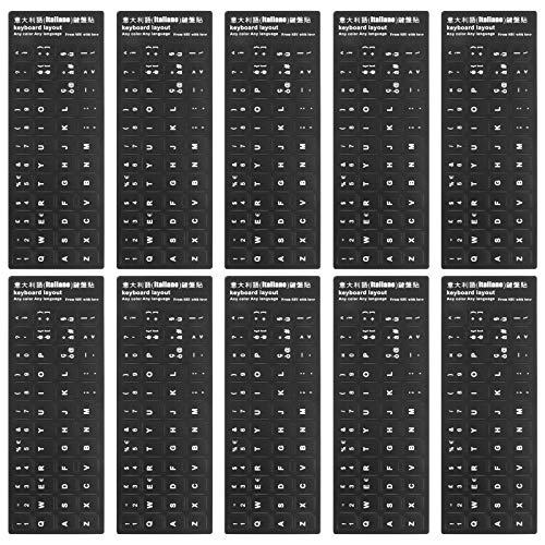 Pegatinas para teclado de portátil en italiano, juego de 10 cubiertas de PVC blanco protector