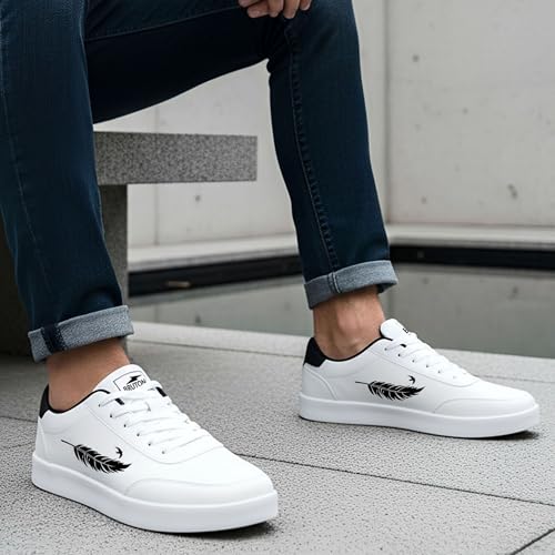 Image of BRUTON WhiteNova-299 Casual Shoes | Lightweight PVC Sole | Rexine Upper Sneakers for Men