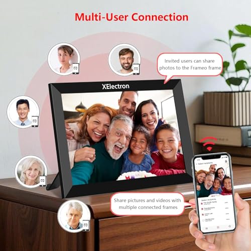 Image of XElectron 10.1 inch WiFi Digital Photo Frame with Slideshow, Video & Sound HD IPS Touch Screen, Smart Cloud Picture Frame with 32GB Internal Memory, Easy to Share via Frameo App Auto-Rotate