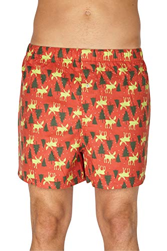 INTIMO Men's Holiday Moose and Trees Boxer Shorts Underwear Loungewear
