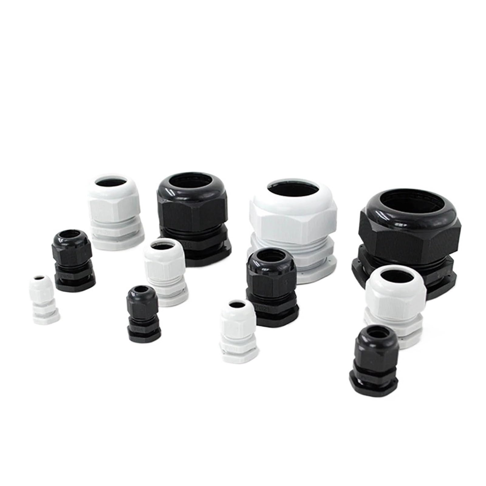 10pcs, White/Black IP68 Waterproof Nylon PA6 Cable Gland Connector, PG7-PG21 Thread For 3-6.5mm Cables(Black,PG42)