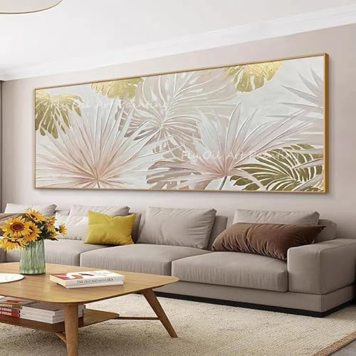 Impression sur toile de feuilles tropicales noires et dorées de salon