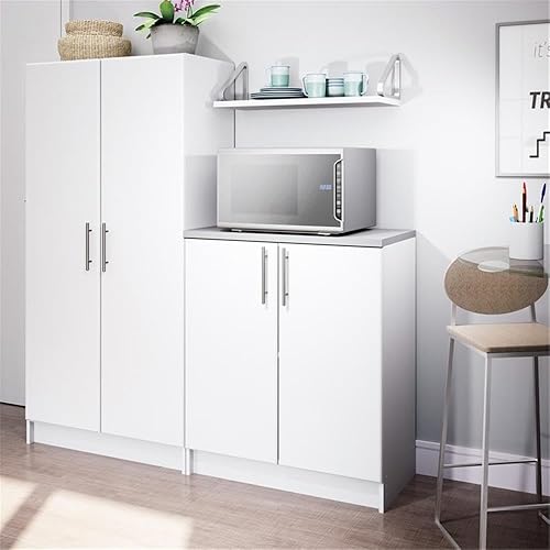 Miniatura 5 de Pemberly Row Gabinete base de madera de ingeniería blanca con encimera de melamina