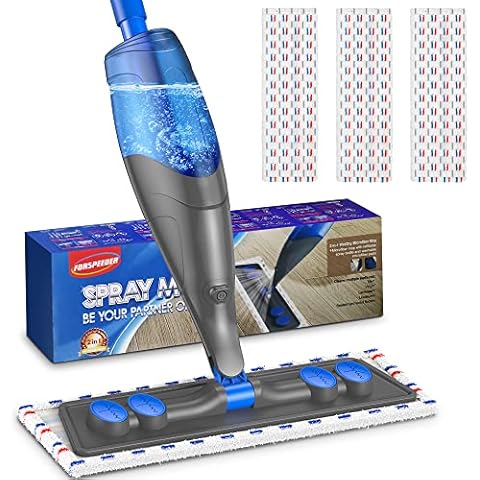 Spray Mop for Cleaning Floors - FORSPEEDER Microfibre Floor Mop with Spray 3 Washable Pads Replacement 635ml Refillable Bottle, Flat Dry Wet Mop Kitchen Mop for Hard Floors Wood Laminate Tile Vinyl Cover