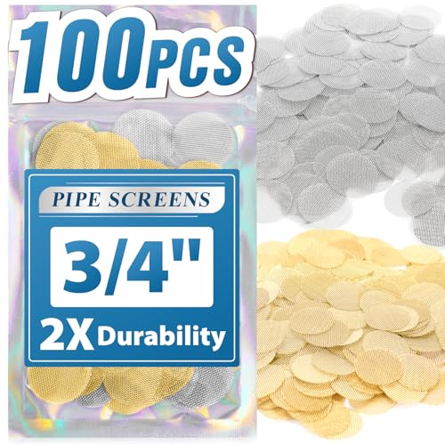 100 Pcs Heavy Duty Pipe Screens 3/4 Inch Pipe Filter 50 Pcs 0.75 Inch Stainless Steel Metal Mesh Screen and 50 Pcs Brass Filters