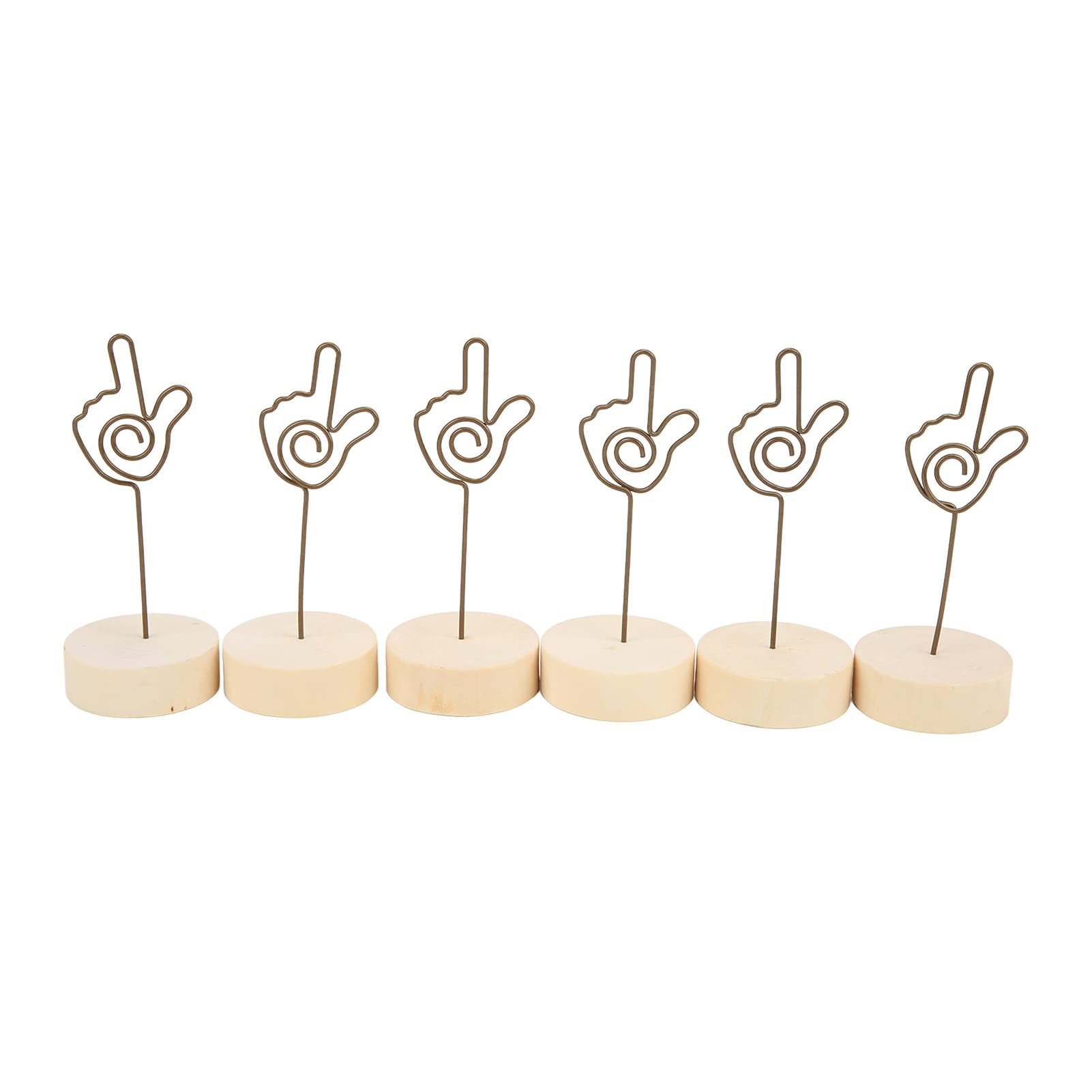 Respicefinem 6Pcs Table Number Holder Hand Signal Gesture Modeling Made of Beech Material Convenient Practical for Holding Photos Notes Papers and Business Card Holders Suitable (Gesture Three)