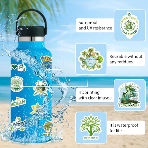 Environmental Protection Stickers 100PCS, Save Planet Earth Stickers for Student Vinyl Waterproof for Water Bottle Guitar Laptop Luggage Gifts for Adult Teacher Students