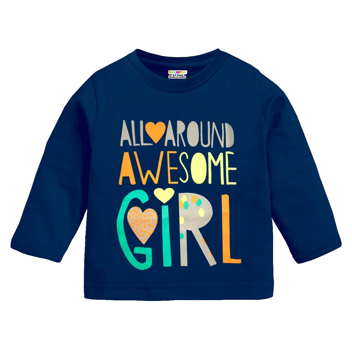 Kuchipoo Girls Regular Fit Full Sleeves Cotton T-Shirts (KUC-TSHRT-495, 12-18 Months, Multi-Colored) - Image 3 thumbnail