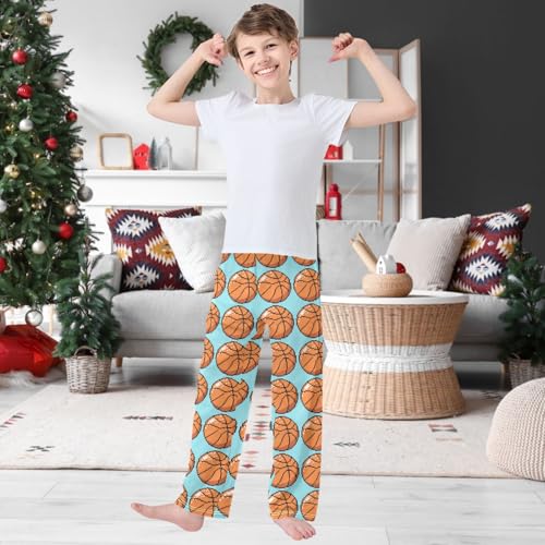 Boy's Pants Pixel Basketball Light Blue Jogger Pants Elastic Waist Long Bottoms Trousers with Pockets 6-14 Years2