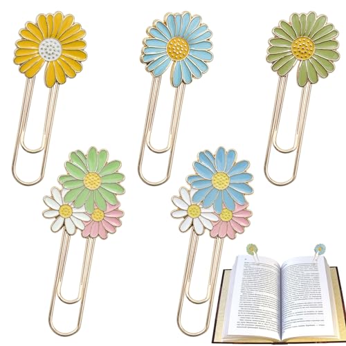 6 clips de papel de margaritas coloridos de metal Sakura girasol margarita accesorios de estilo para libro planificador de clips de papel