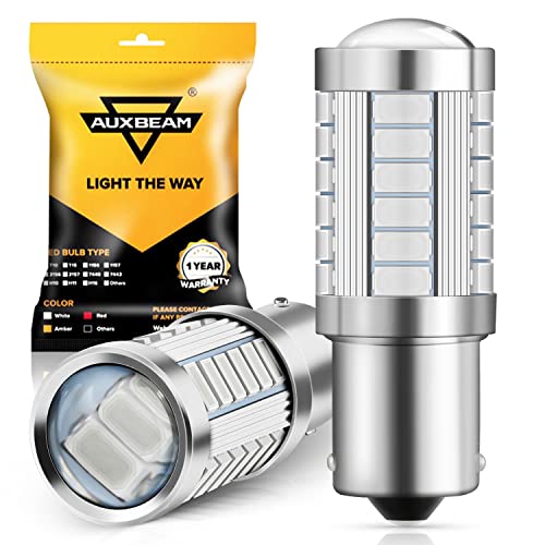 Auxbeam 1156 LED Brake Bulbs, Super Bright Red P21W BA15S LED Bulbs for Brake/Tail Light, 12V-3030 SMD Chipsets Bulb with Projector, Pack of 2
