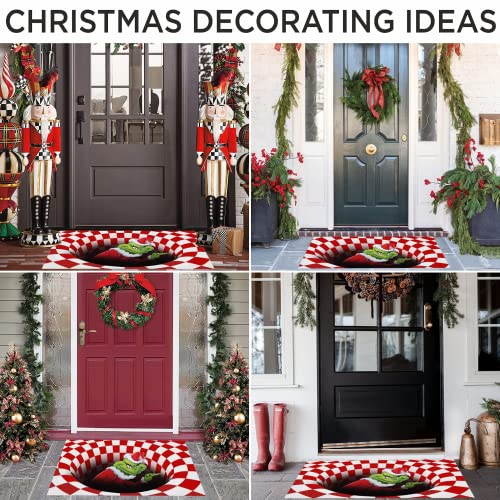Beita Christmas 3D Illusion Doormat Non-Slip Floor Mat Christmas Party Decorations Suit For Any Deck, Patio, Porch, Veranda (60 * 90 Cm, Red) #TOP4