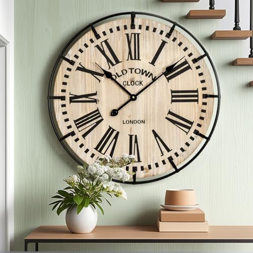 EMAX HOME 24 Inch Rustic Wall Clock