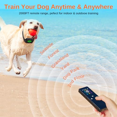 Dog Shock Collar – Fluffee RC09 Electric Dog Training Collar with Remote 2000FT, Shocking Collar with 3 Training Modes, E-Collar with Security Lock, IPX7 Waterproof for 8-120lbs Dogs Dog Shock Collar – Fluffee RC09 Electric Dog Training Collar with Remote 2000FT, Shocking Collar with 3 Training Modes, E-Collar with Security Lock, IPX7 Waterproof for 8-120lbs Dogs