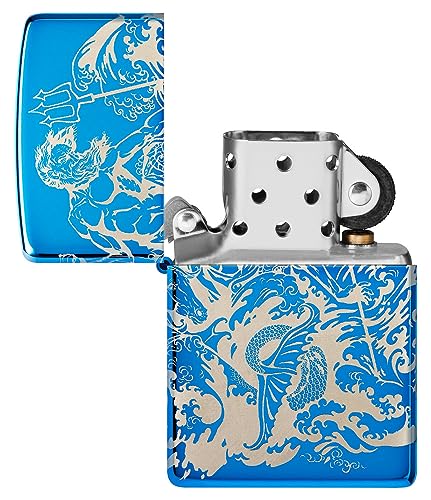 Zippo Atlantis Design High Polish Blue Pocket Lighter miniatura 5