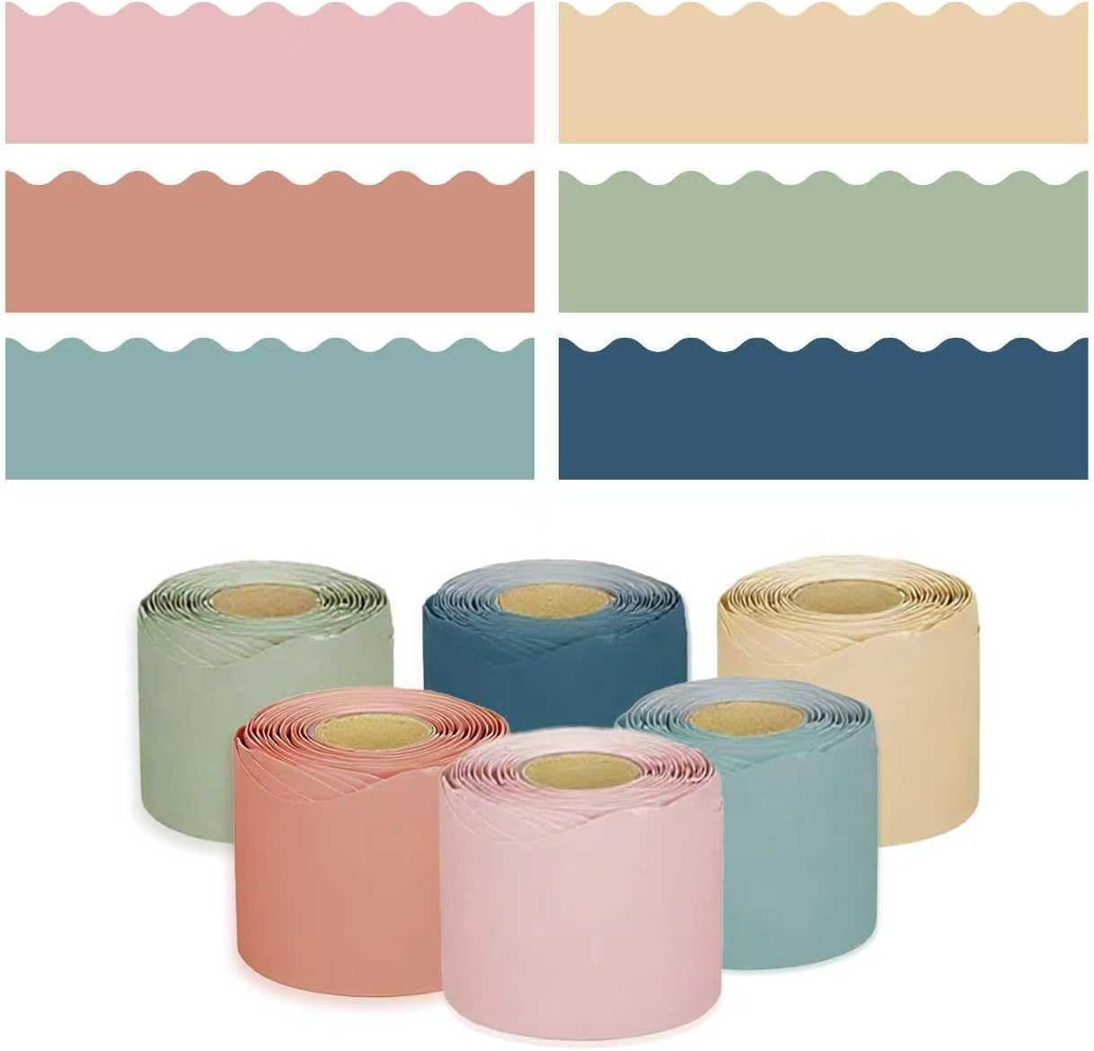 6 Rolls Colorful Classroom Bulletin Board Borders 236.3 ft，Scalloped Trim Bulletin Board Decorations for Whiteboard Cork Posterboard Party and Wall,School Classroom & Offices Decor