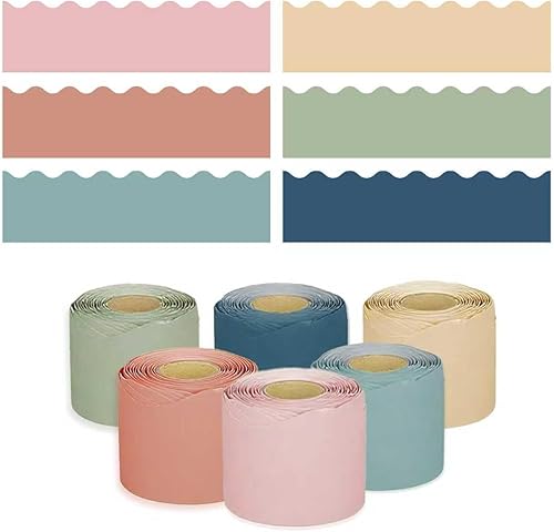 6 Rolls Colorful Classroom Bulletin Board Borders 236.3 ft，Scalloped Trim Bullet