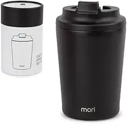 Copo Térmico para Café Aço Inox 240ml com Tampa Flip Antivazamento (Preto)
