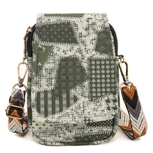 Image of SILKAREA Embroidered Cute Mini Crossbody Bag for Women Small Handbags Wristlet Wallet Bag Cell-phone Pouch Coin Purse