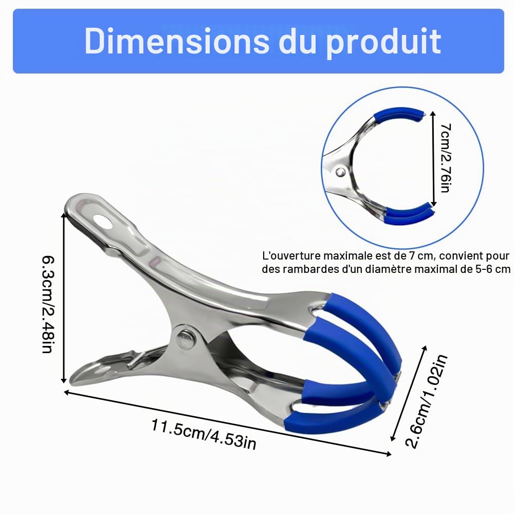 Golgner Lot de 12 pinces en métal pour piscines hors-sol, pinces en métal pour couverture de piscine, pinces de serrage avec forte force de serrage, pinces à ressort avec film de protection pour