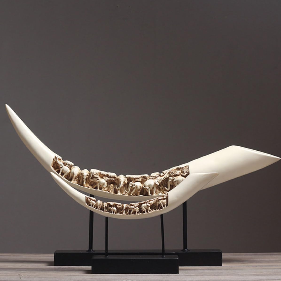 COHEALI Ornamento da Tavolo Riproduzione Avorio in Resina Artigianale | Decorazione per Salotto e Ufficio, Portatile e Sicura, Stile Delicato e Realistico