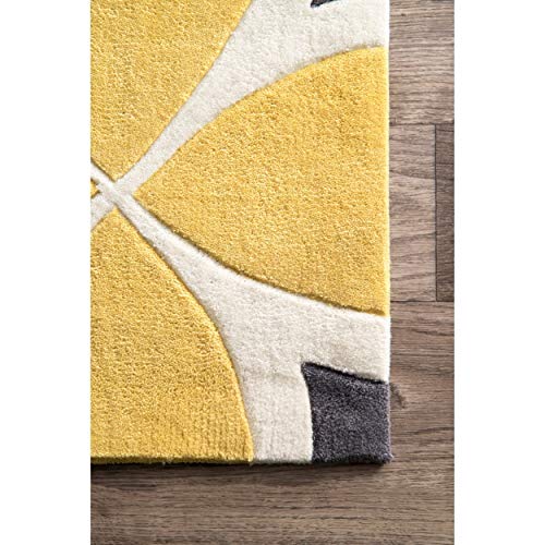 Image of Classical Look Embossed Curved Handmade Tufted Woolen Thick Plain Round Carpet for Bedroom Hall Size 4 feet Daimeter (120X120 cm Round) Multi