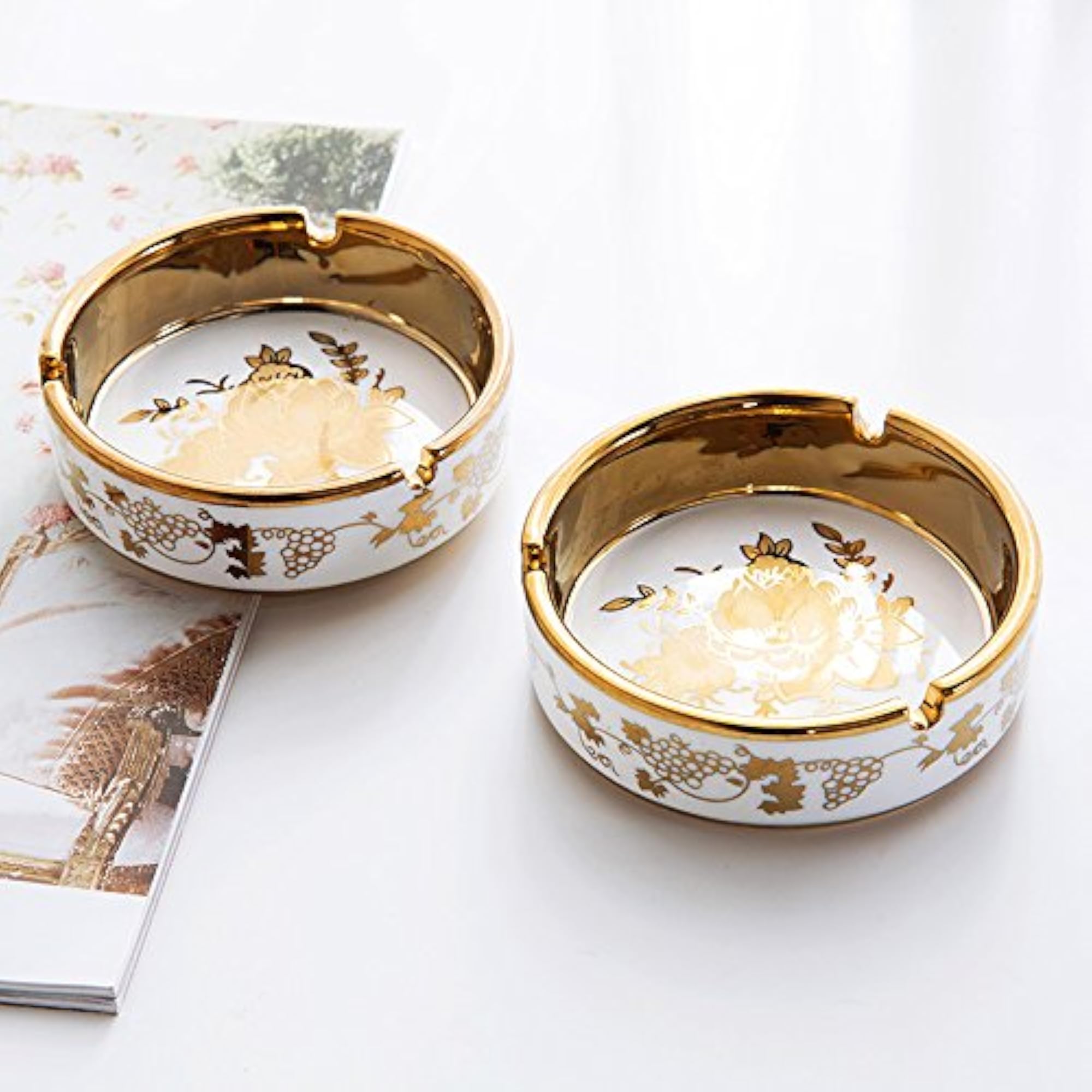 4' Ceramic Titanium Plating Tabletop Ashtray