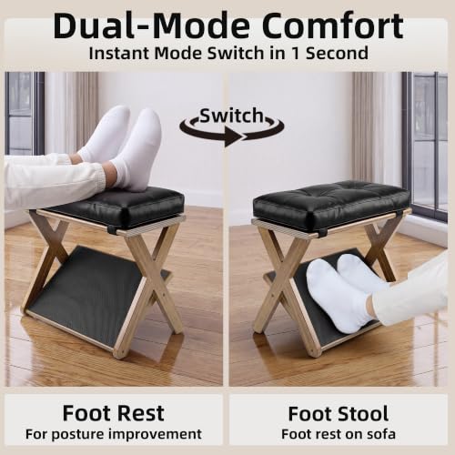 Image of Foot Rest Under Desk at Work, Solid Wood Double Step Footstool