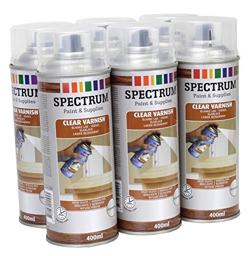 Vernis transparent Lot 6 Bombes Peinture Spray Aérosol 6X400ml bois,métal,aluminium,verre,pierre,plastique