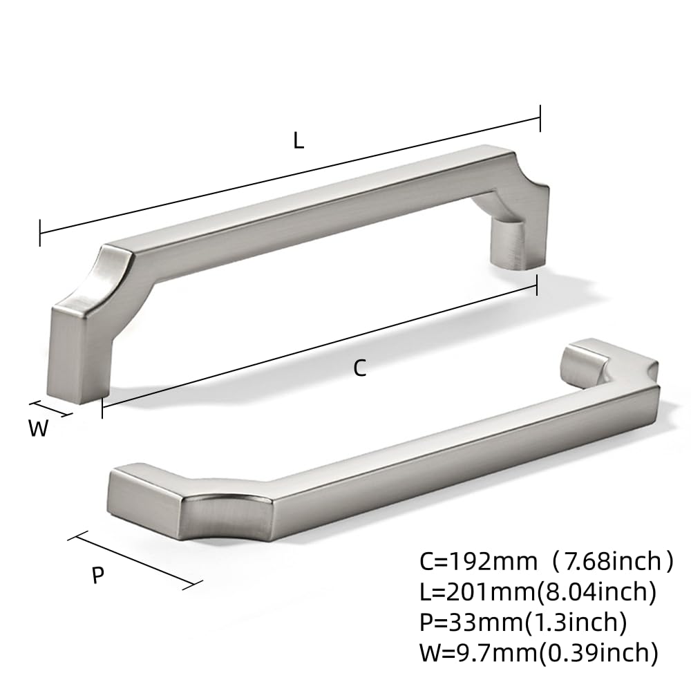 KHTUMEWARE-KH346 Brushed Nickel Cabinet Pulls CTC 7-1/2 in (192 mm) 2-Pack in Brushed Nickel — KHTUMEWARE