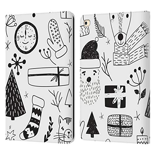 Coque en cuir de qualité pour iPad 9.7 2017 aux finitions graphiques d'hiver