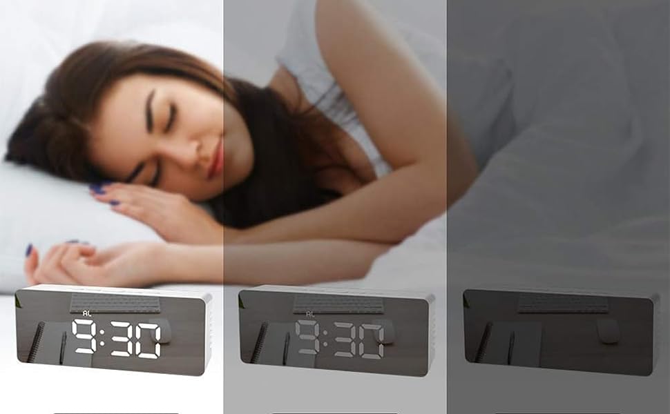 Image of Hournor Digital Alarm Clock with Large LED Display, Temperature Monitor, USB Powered, Adjustable Brightness, Snooze Alarm, Modern Desk Clock (Silver)
