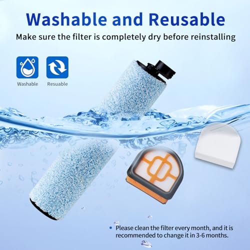 Image of 9 Pack Replacement Roller Brush and Foam Filters Kit Compatible with Shark WD161,WD261,AW261,3-in-1 Corded Vacuum Cleaner and All-in-One Cordless Hardfloor Cleaner Accessories,1 Cleaner Brush