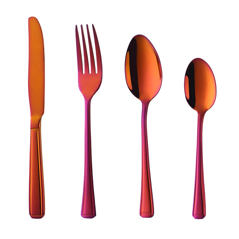 Buyer Star Besteckset Edelstahl Grundgeschirr Regenbogenrot Cutlery Set für 6 Personen