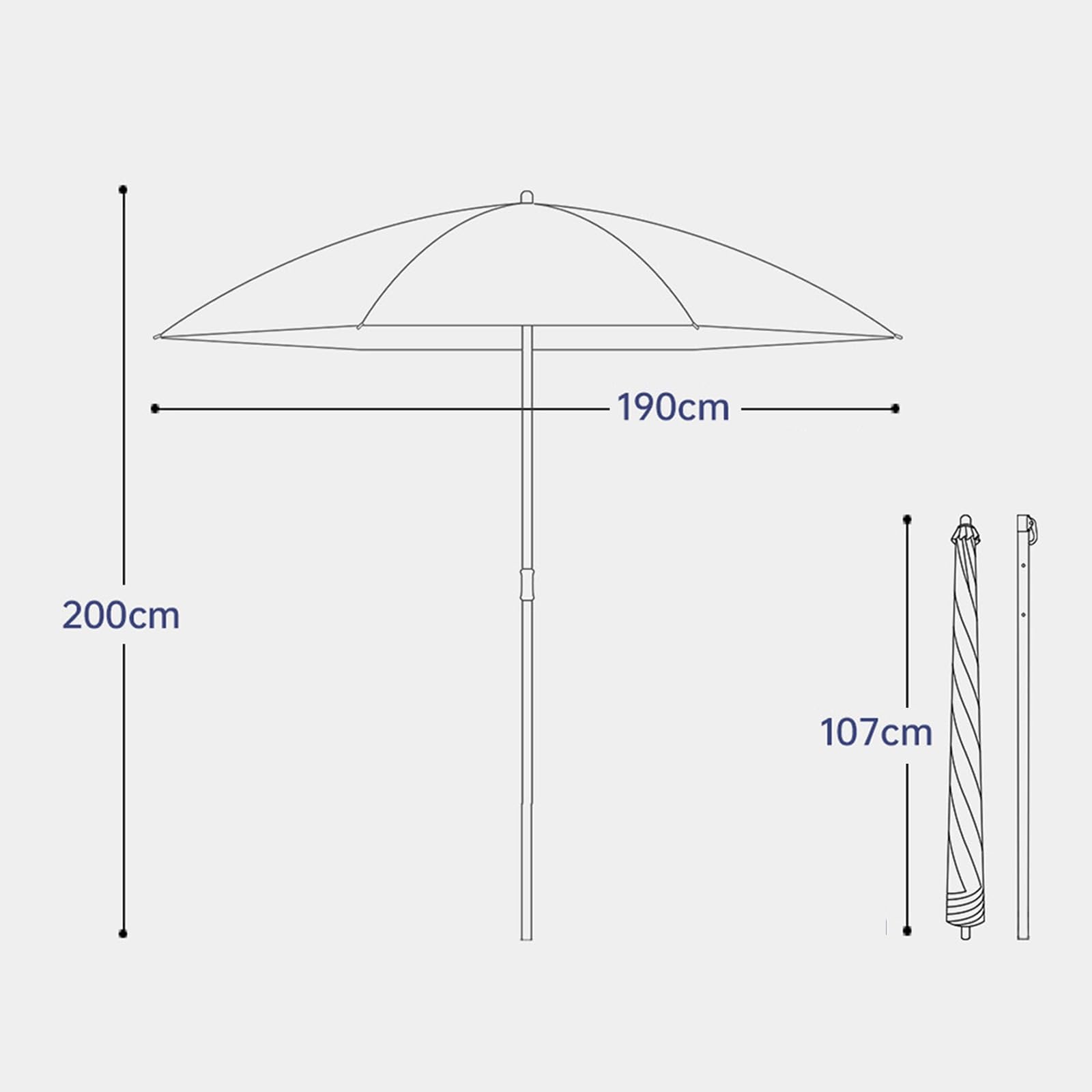 Przenośny zewnętrzny parasol kempingowy z bocznymi zasłonami, odporny na promieniowanie UV i wodę, składany parasol przeciwsłoneczny, na podwórko, basen, rynek, zacieniający baldachim (190 cm