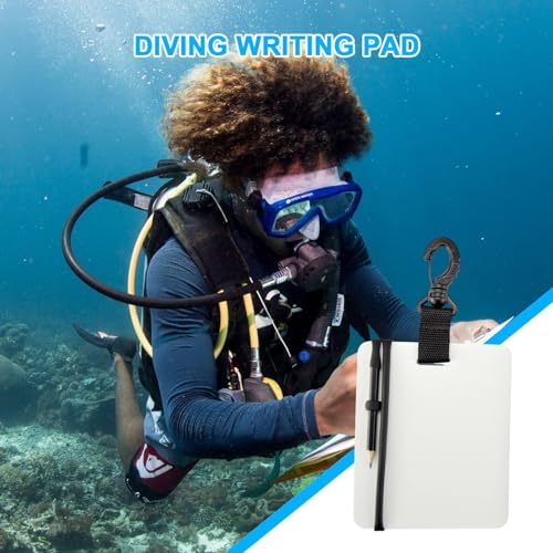 Pizarra de escritura de buceo impermeable tableta para buceadores con lápiz y clip giratorio 7