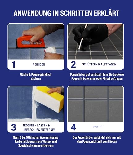 Karl Dahm® Fugenfärber Anthrazit 120 ml – Hochwertige Fugenfarbe für Innen & Außen | Wasser- & schmutzabweisend | Einfache Anwendung - Art.12302
