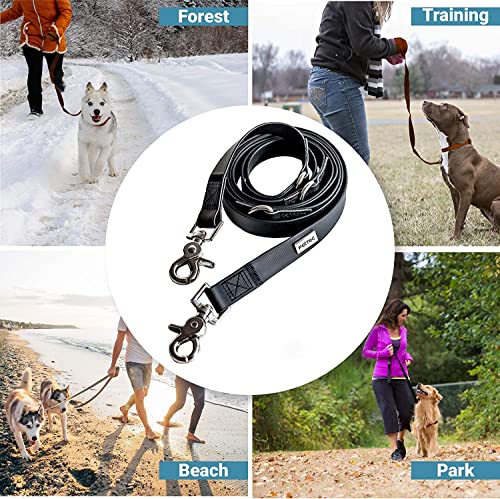 PetTec Hundeleine 2m Führleine für Hunde bis 60kg, leichte Trainingsleine/Ausbildungsleine/Trekkingleine verstellbar aus TRIOFLEX (ähnl. Biothane), wasserabweisend, Dog Lead (Schwarz)