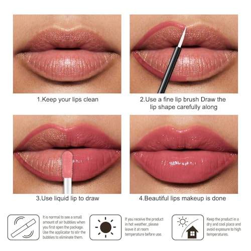 Image of evpct Light Pink Shiny Longwear No-Budge Liquid Lip Color Lipstick Makeup, Highly Pigmented Color Instant Shine, Waterproof Long Lasting Lipstick for Women, Lip Stain Gloss with Lip Liner Brush, 07#
